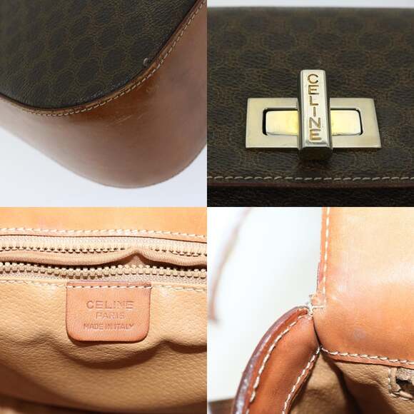 CELINE Macadam Canvas Shoulder Bag Pvc Leather Brown - Picture 11 of 13